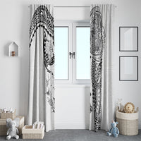 Hawaiian Manta Ray Tribal Window Curtain Polynesian Art Motifs White Color LT03 - Polynesian Pride