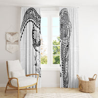 Hawaiian Manta Ray Tribal Window Curtain Polynesian Art Motifs White Color LT03 - Polynesian Pride