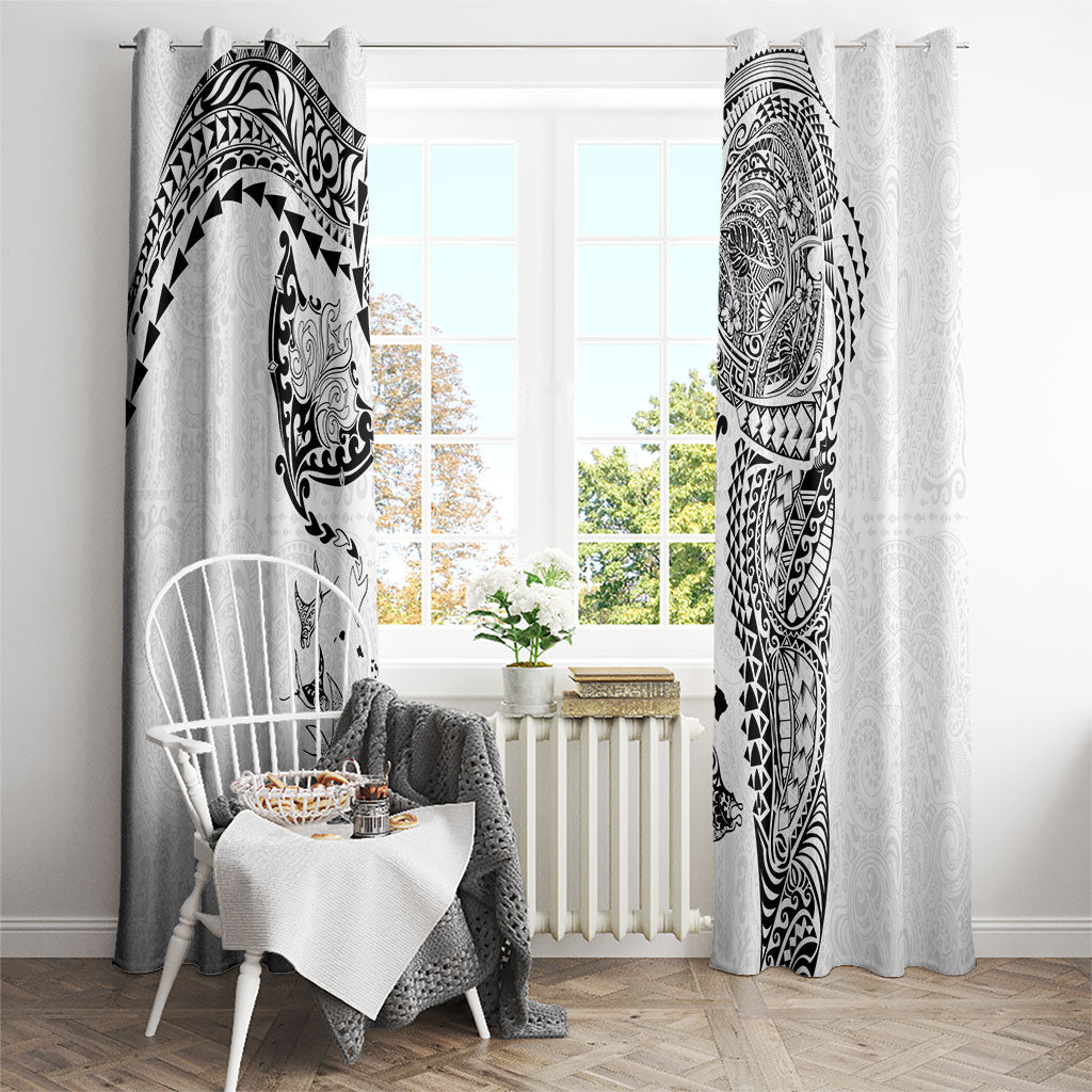 Hawaiian Manta Ray Tribal Window Curtain Polynesian Art Motifs White Color LT03 - Polynesian Pride