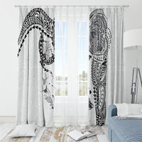 Hawaiian Manta Ray Tribal Window Curtain Polynesian Art Motifs White Color LT03 - Polynesian Pride