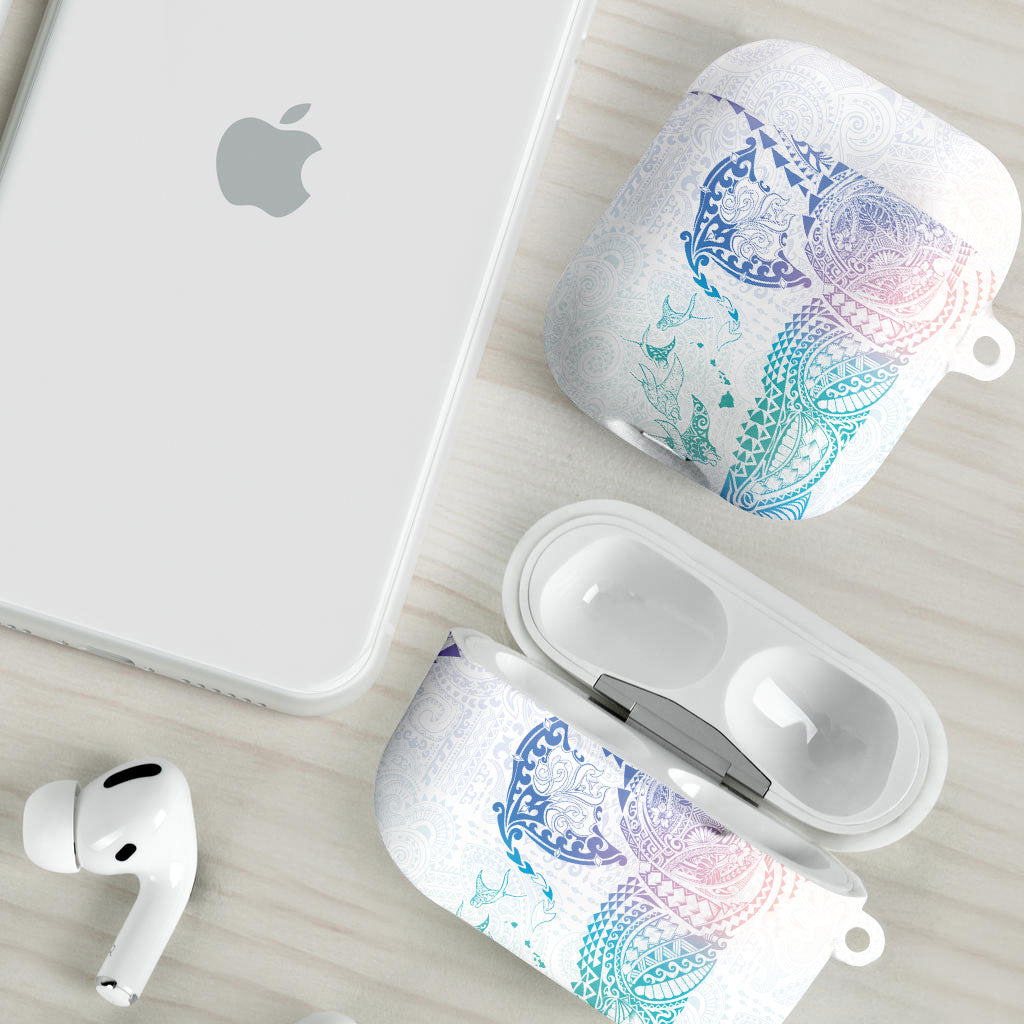 Hawaiian Manta Ray Tribal AirPods Case Polynesian Art Motifs Sweet Pastel