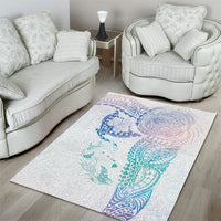 Hawaiian Manta Ray Tribal Area Rug Polynesian Art Motifs Sweet Pastel