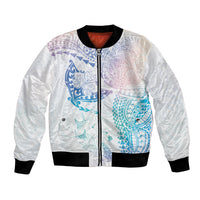 Hawaiian Manta Ray Tribal Bomber Jacket Polynesian Art Motifs Sweet Pastel LT03 Unisex Multicolor - Polynesian Pride