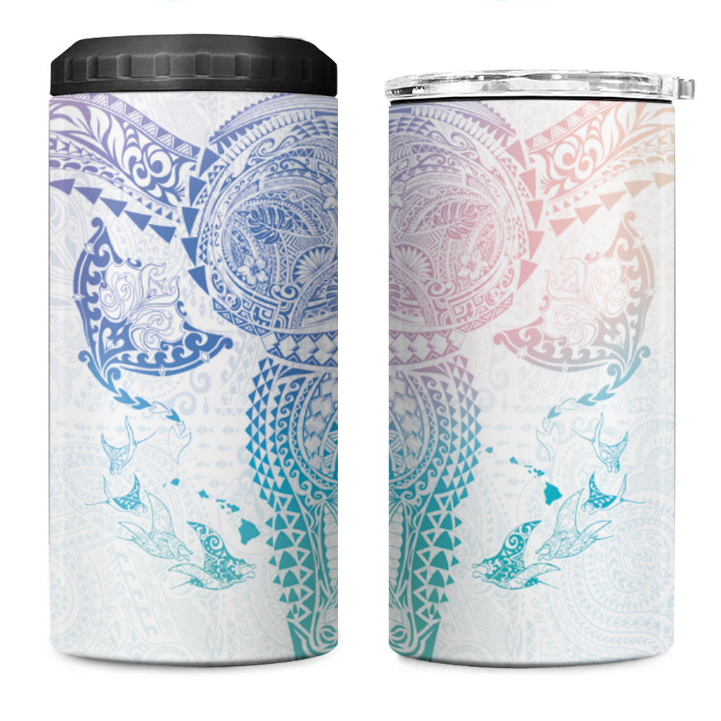 Hawaiian Manta Ray Tribal 4 in 1 Can Cooler Tumbler Polynesian Art Motifs Sweet Pastel LT03 One Size: 16 oz Multicolor - Polynesian Pride