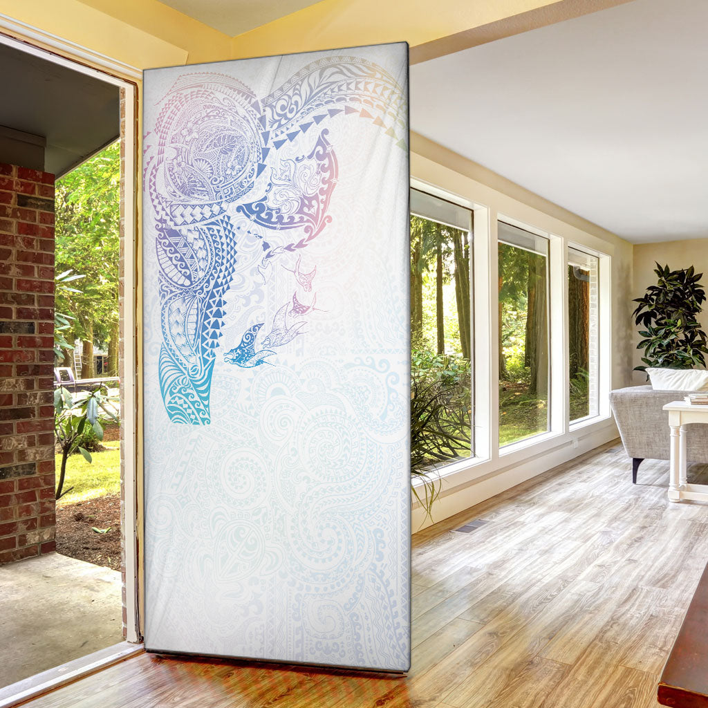 Hawaiian Manta Ray Tribal Door Cover Polynesian Art Motifs Sweet Pastel LT03 - Polynesian Pride