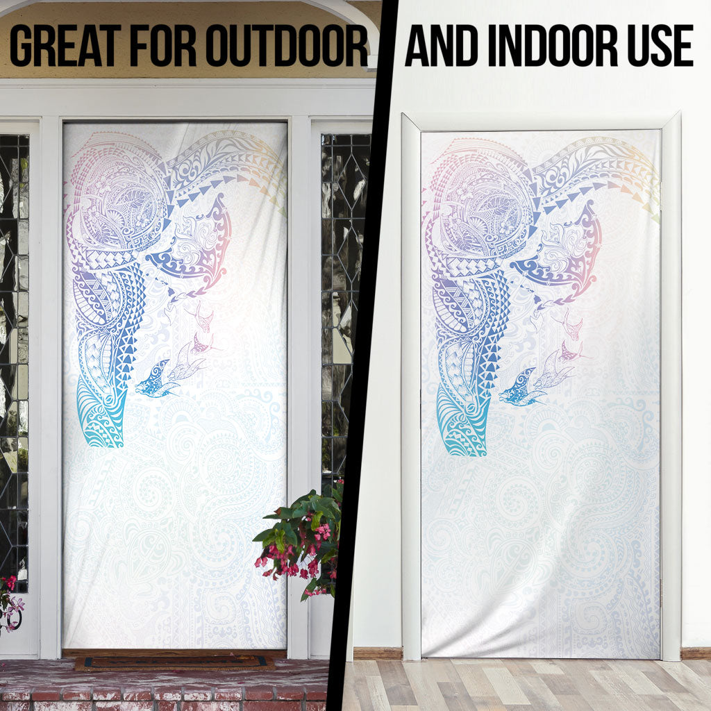 Hawaiian Manta Ray Tribal Door Cover Polynesian Art Motifs Sweet Pastel LT03 - Polynesian Pride