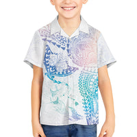 Hawaiian Manta Ray Tribal Family Matching Off Shoulder Maxi Dress and Hawaiian Shirt Polynesian Art Motifs Sweet Pastel LT03 Son's Shirt Multicolor - Polynesian Pride