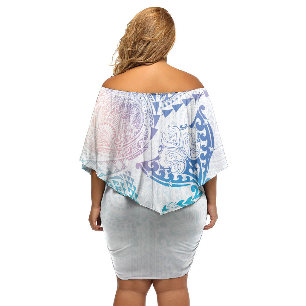 Hawaiian Manta Ray Tribal Family Matching Off Shoulder Short Dress and Hawaiian Shirt Polynesian Art Motifs Sweet Pastel LT03 - Polynesian Pride