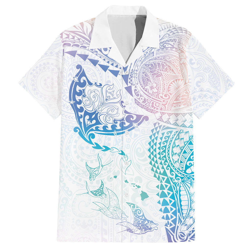 Hawaiian Manta Ray Tribal Hawaiian Shirt Polynesian Art Motifs Sweet Pastel LT03 Multicolor - Polynesian Pride