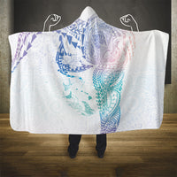 Hawaiian Manta Ray Tribal Hooded Blanket Polynesian Art Motifs Sweet Pastel LT03 - Polynesian Pride