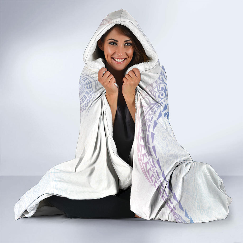 Hawaiian Manta Ray Tribal Hooded Blanket Polynesian Art Motifs Sweet Pastel LT03 - Polynesian Pride