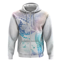 Hawaiian Manta Ray Tribal Hoodie Polynesian Art Motifs Sweet Pastel LT03 Zip Hoodie Multicolor - Polynesian Pride