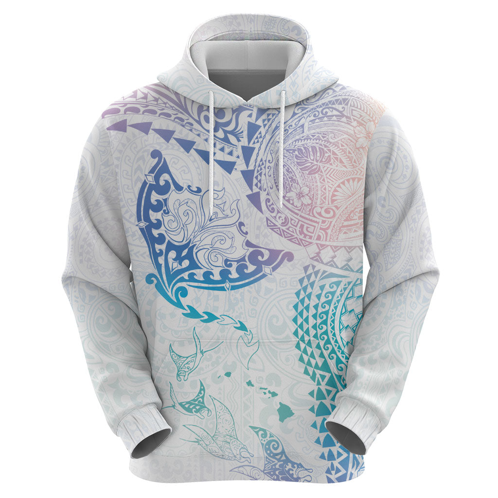 Hawaiian Manta Ray Tribal Hoodie Polynesian Art Motifs Sweet Pastel LT03 - Polynesian Pride
