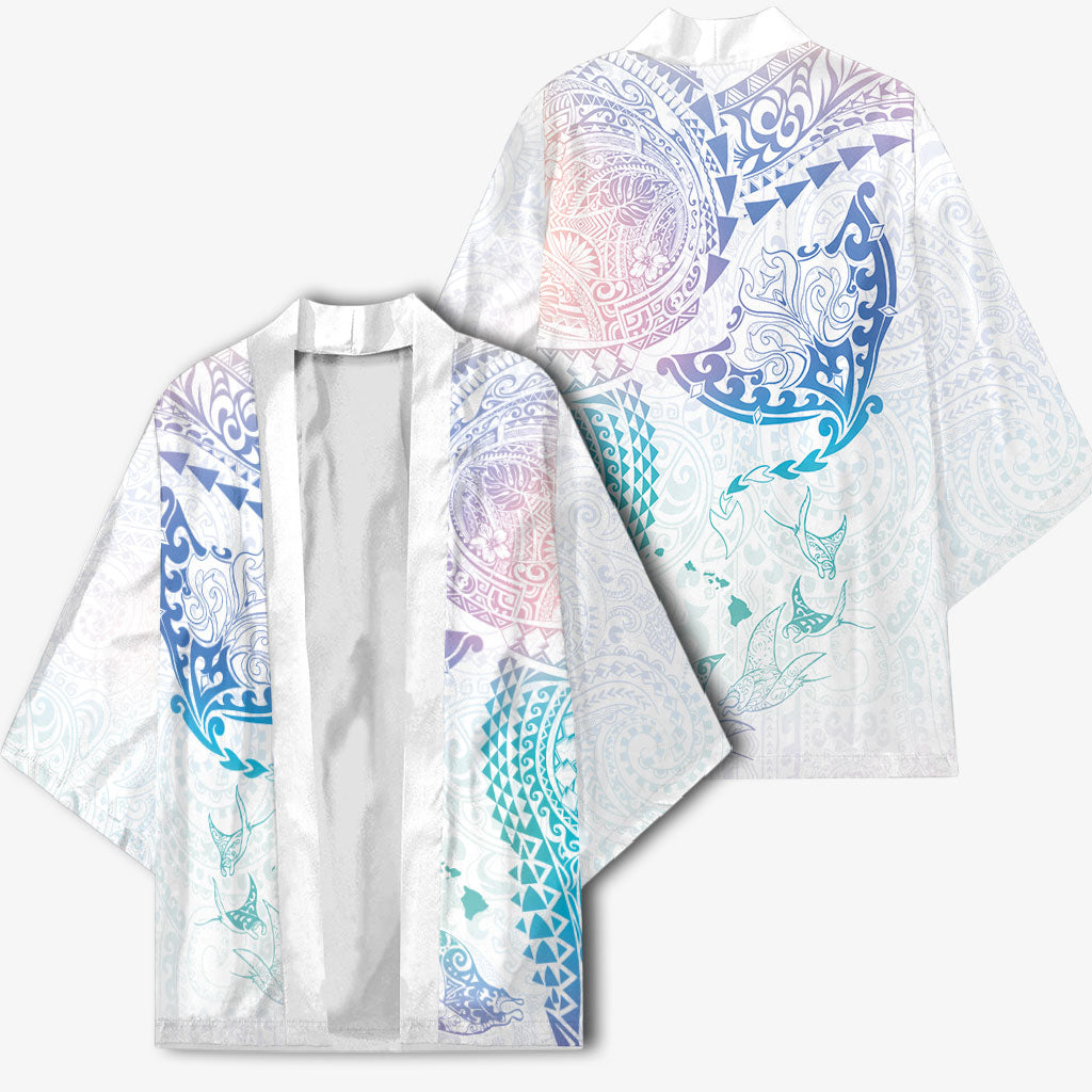 Hawaiian Manta Ray Tribal Kimono Polynesian Art Motifs Sweet Pastel