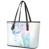 Hawaiian Manta Ray Tribal Leather Tote Bag Polynesian Art Motifs Sweet Pastel LT03 - Polynesian Pride