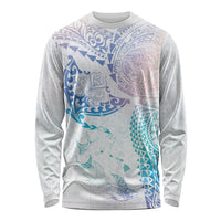 Hawaiian Manta Ray Tribal Long Sleeve Shirt Polynesian Art Motifs Sweet Pastel LT03 Unisex Multicolor - Polynesian Pride