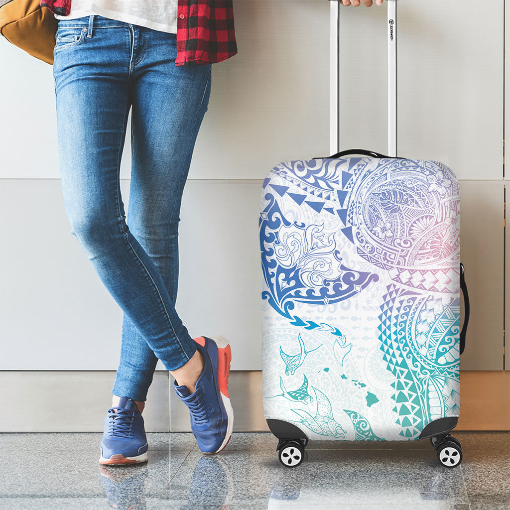 Hawaiian Manta Ray Tribal Luggage Cover Polynesian Art Motifs Sweet Pastel LT03 - Polynesian Pride