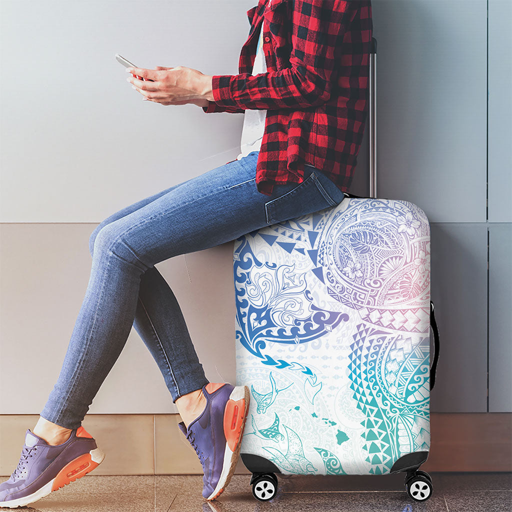 Hawaiian Manta Ray Tribal Luggage Cover Polynesian Art Motifs Sweet Pastel LT03 - Polynesian Pride