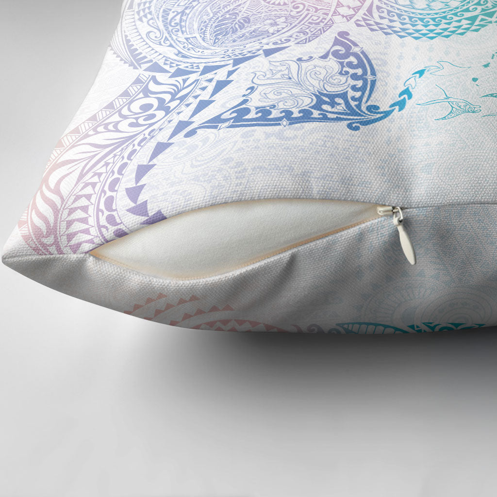 Hawaiian Manta Ray Tribal Pillow Cover Polynesian Art Motifs Sweet Pastel