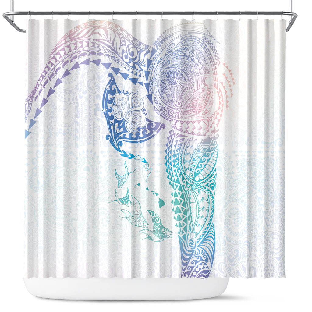 Hawaiian Manta Ray Tribal Shower Curtain Polynesian Art Motifs Sweet Pastel
