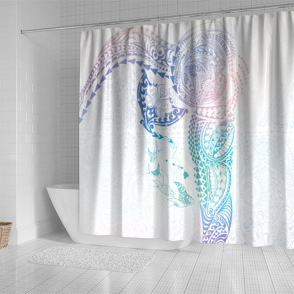 Hawaiian Manta Ray Tribal Shower Curtain Polynesian Art Motifs Sweet Pastel