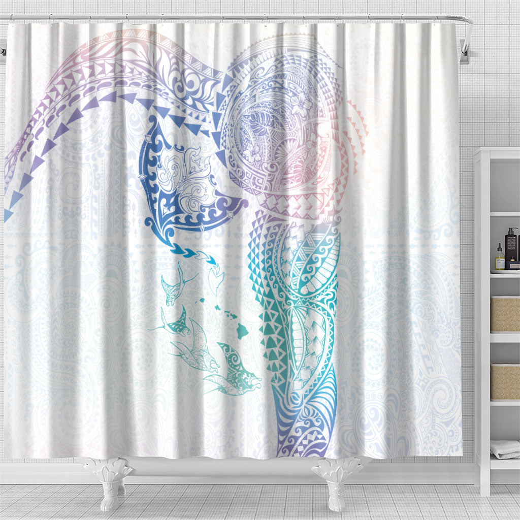 Hawaiian Manta Ray Tribal Shower Curtain Polynesian Art Motifs Sweet Pastel