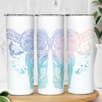 Hawaiian Manta Ray Tribal Skinny Tumbler Polynesian Art Motifs Sweet Pastel LT03 - Polynesian Pride