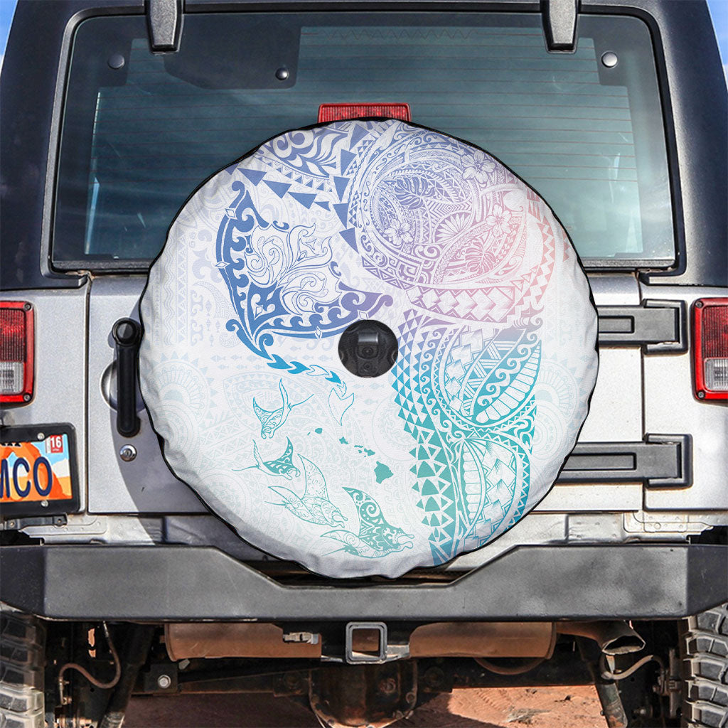 Hawaiian Manta Ray Tribal Spare Tire Cover Polynesian Art Motifs Sweet Pastel LT03 Multicolor - Polynesian Pride