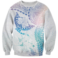 Hawaiian Manta Ray Tribal Sweatshirt Polynesian Art Motifs Sweet Pastel