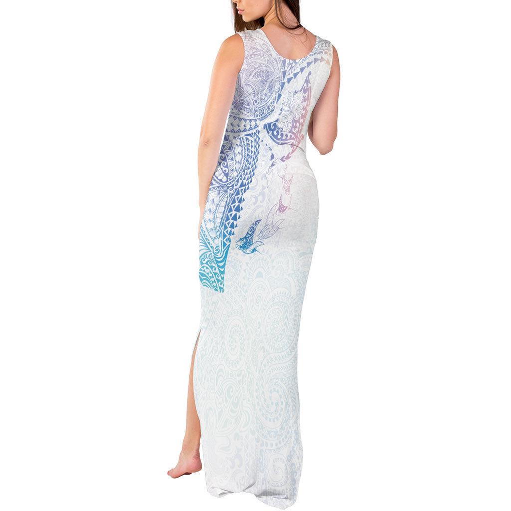 Hawaiian Manta Ray Tribal Tank Maxi Dress Polynesian Art Motifs Sweet Pastel LT03 - Polynesian Pride