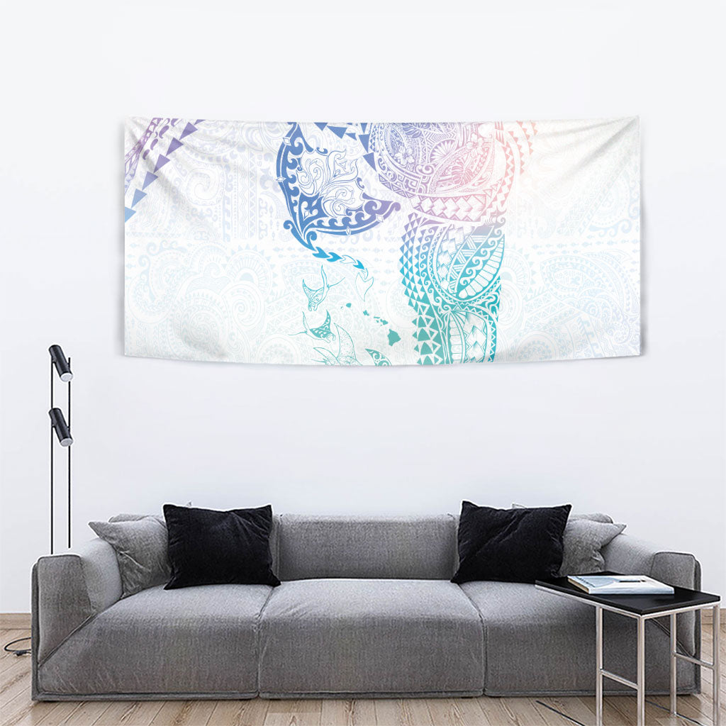 Hawaiian Manta Ray Tribal Tapestry Polynesian Art Motifs Sweet Pastel