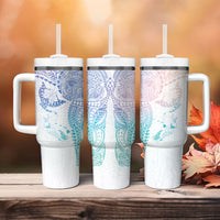 Hawaiian Manta Ray Tribal Tumbler With Handle Polynesian Art Motifs Sweet Pastel LT03 - Polynesian Pride