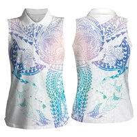 Hawaiian Manta Ray Tribal Women Sleeveless Polo Shirt Polynesian Art Motifs Sweet Pastel LT03 - Polynesian Pride