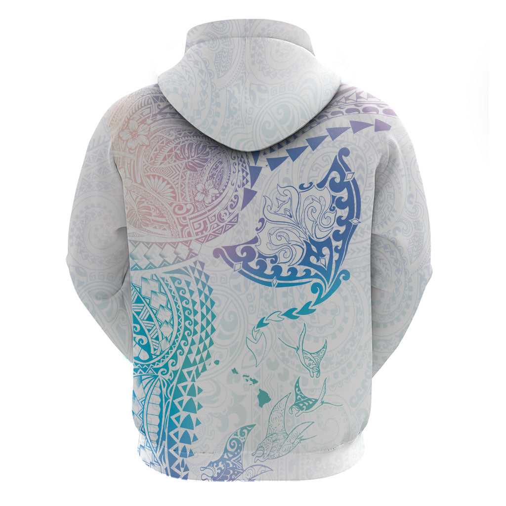 Hawaiian Manta Ray Tribal Zip Hoodie Polynesian Art Motifs Sweet Pastel LT03 - Polynesian Pride