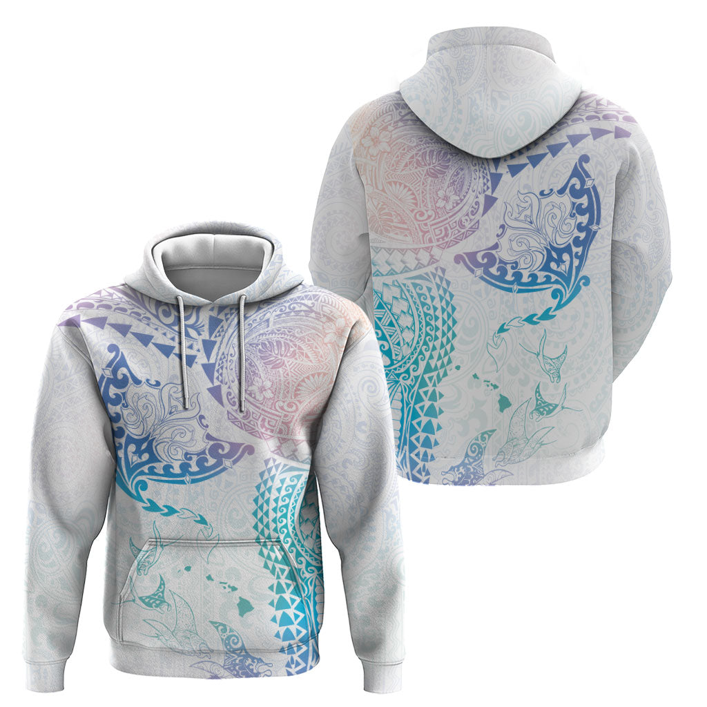 Hawaiian Manta Ray Tribal Zip Hoodie Polynesian Art Motifs Sweet Pastel LT03 - Polynesian Pride