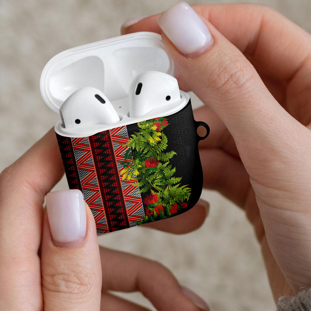 Maori Tukutuku AirPods Case with Ferns Pohutukawa and Kowhai Tribal Moko Patterns LT03 - Polynesian Pride