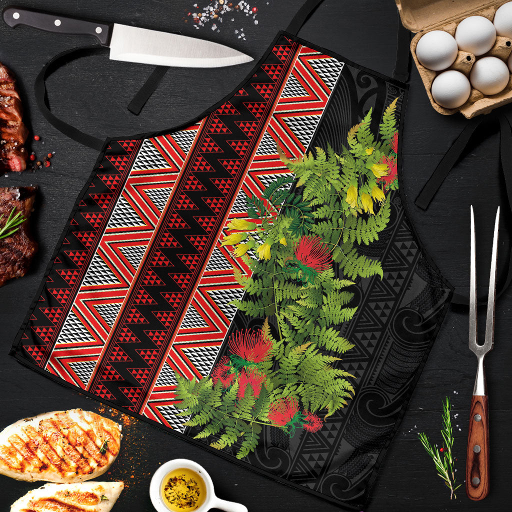 Maori Tukutuku Apron with Ferns Pohutukawa and Kowhai Tribal Moko Patterns LT03 Multicolor - Polynesian Pride
