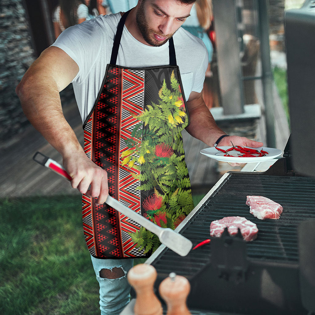 Maori Tukutuku Apron with Ferns Pohutukawa and Kowhai Tribal Moko Patterns LT03 - Polynesian Pride