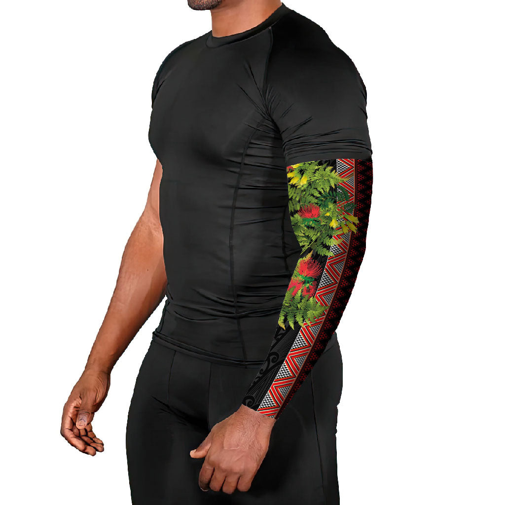 Maori Tukutuku Arm Sleeves with Ferns Pohutukawa and Kowhai Tribal Moko Patterns LT03 - Polynesian Pride