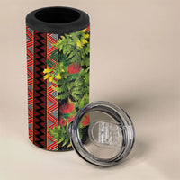 Maori Tukutuku 4 in 1 Can Cooler Tumbler with Ferns Pohutukawa and Kowhai Tribal Moko Patterns LT03 - Polynesian Pride