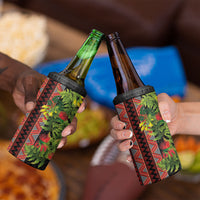 Maori Tukutuku 4 in 1 Can Cooler Tumbler with Ferns Pohutukawa and Kowhai Tribal Moko Patterns LT03 - Polynesian Pride