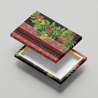 Maori Tukutuku Canvas Wall Art with Ferns Pohutukawa and Kowhai Tribal Moko Patterns LT03 - Polynesian Pride