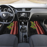Maori Tukutuku Car Mats with Ferns Pohutukawa and Kowhai Tribal Moko Patterns LT03 Set 2pcs - Front Multicolor - Polynesian Pride