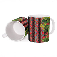 Maori Tukutuku Ceramic Mug with Ferns Pohutukawa and Kowhai Tribal Moko Patterns LT03 - Polynesian Pride