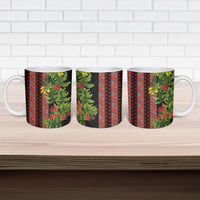 Maori Tukutuku Ceramic Mug with Ferns Pohutukawa and Kowhai Tribal Moko Patterns LT03 - Polynesian Pride