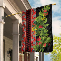 Maori Tukutuku Garden Flag with Ferns Pohutukawa and Kowhai Tribal Moko Patterns LT03 House Flag Multicolor - Polynesian Pride