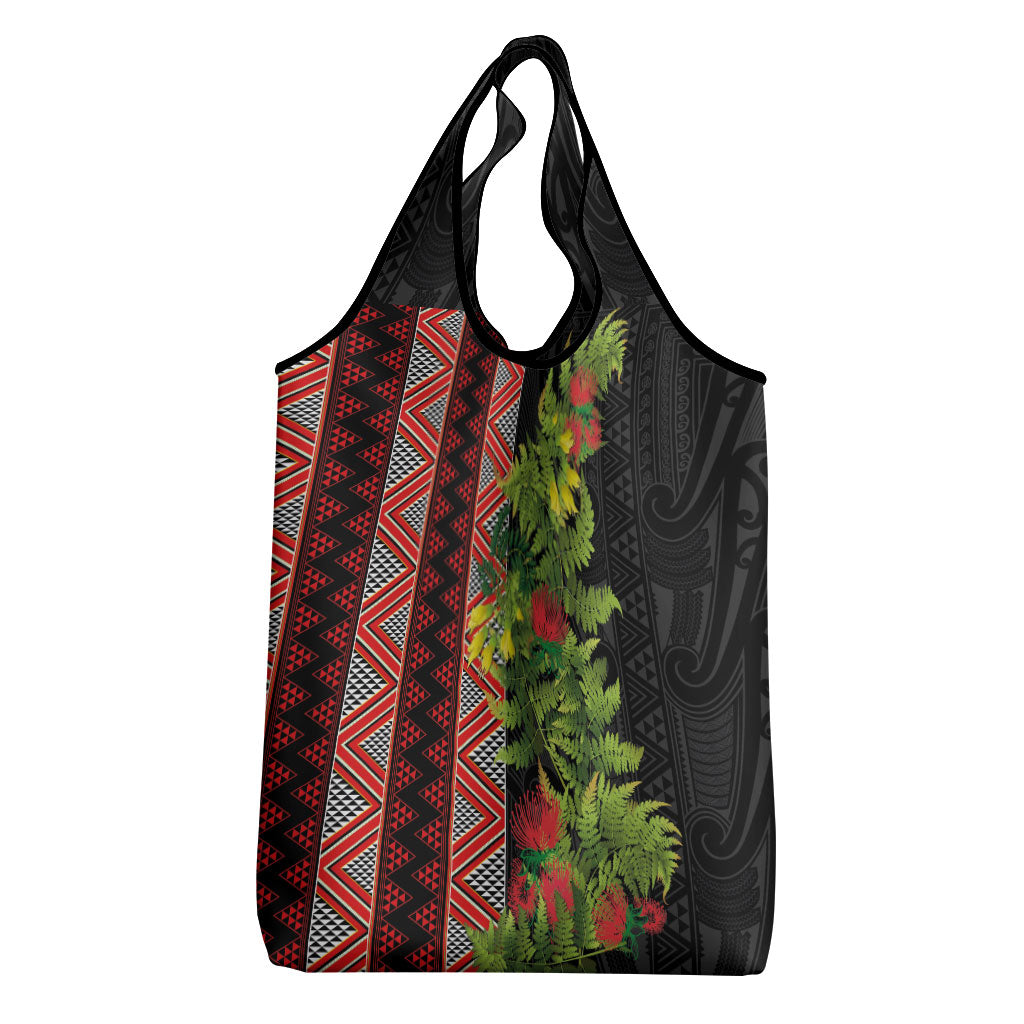 Maori Tukutuku Grocery Bag with Ferns Pohutukawa and Kowhai Tribal Moko Patterns LT03 - Polynesian Pride