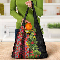 Maori Tukutuku Grocery Bag with Ferns Pohutukawa and Kowhai Tribal Moko Patterns LT03 - Polynesian Pride