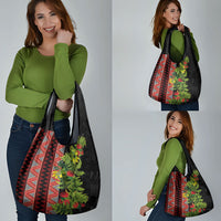 Maori Tukutuku Grocery Bag with Ferns Pohutukawa and Kowhai Tribal Moko Patterns LT03 - Polynesian Pride