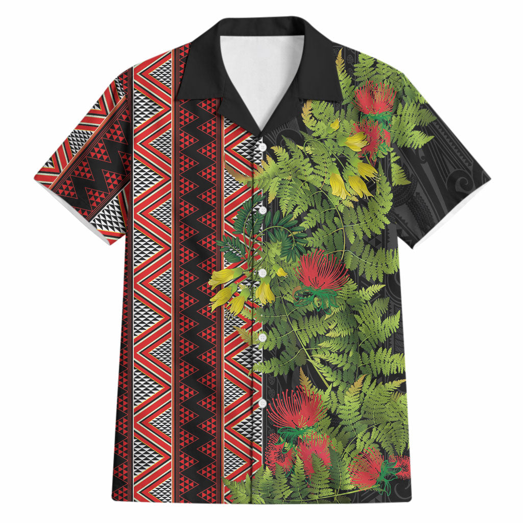 Maori Tukutuku Hawaiian Shirt with Ferns Pohutukawa and Kowhai Tribal Moko Patterns LT03 Multicolor - Polynesian Pride